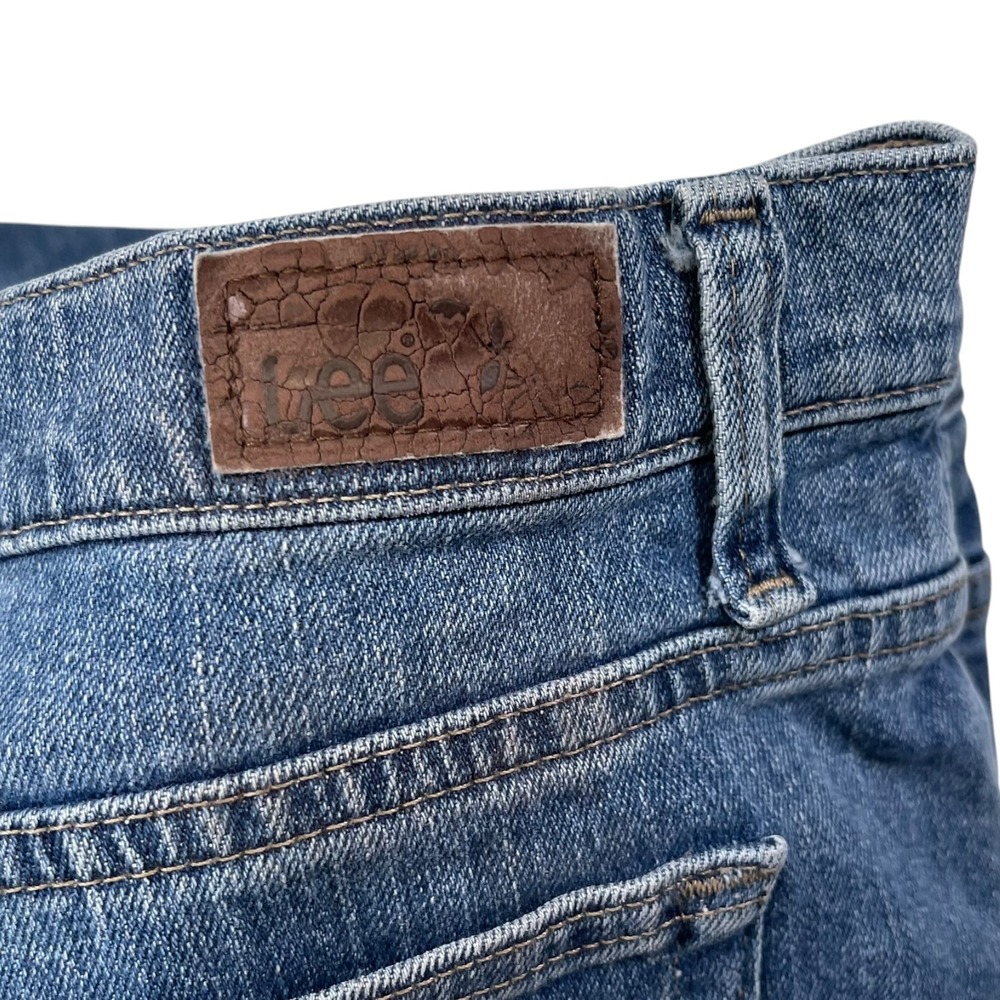 Lee 16 Short Blue Denim Relaxed Straight Leg Jeans Classic Mom Jeans Normcore - Picture 6 of 8